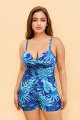 Blue Padded Tropical  monokini