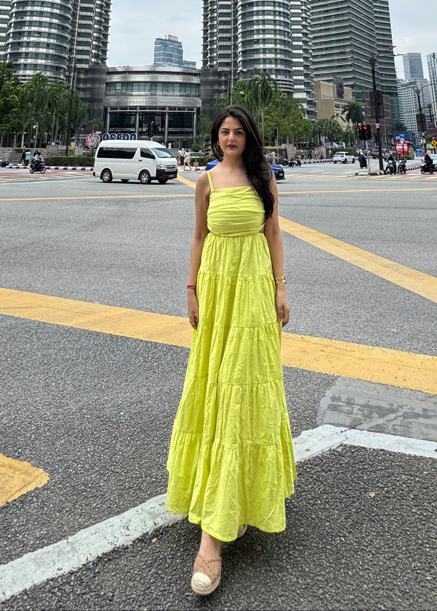 Lime Tiered Maxi Dress
