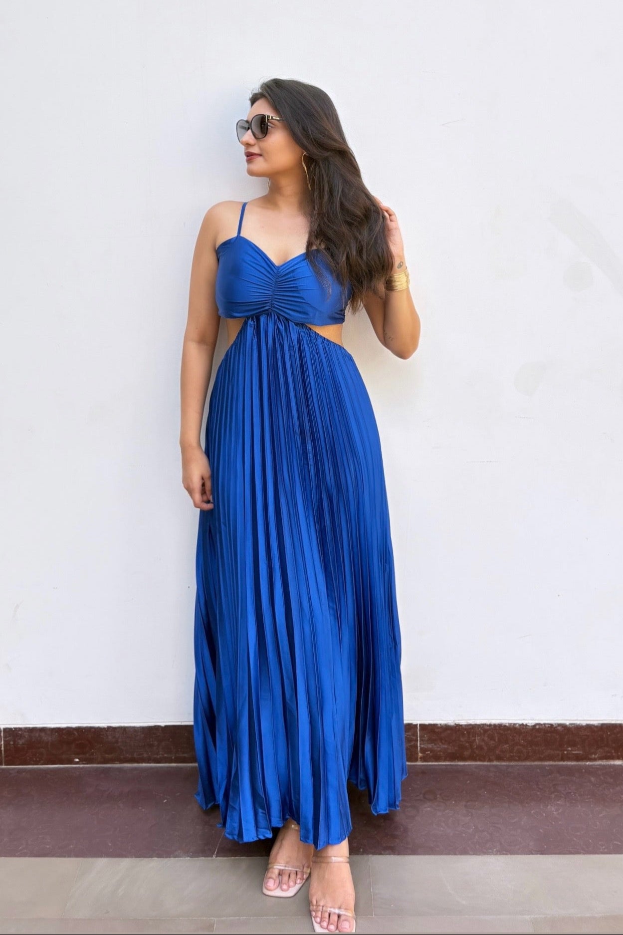 Blue Padded Maxi Dress