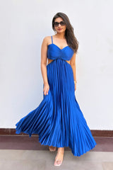 Blue Padded Maxi Dress