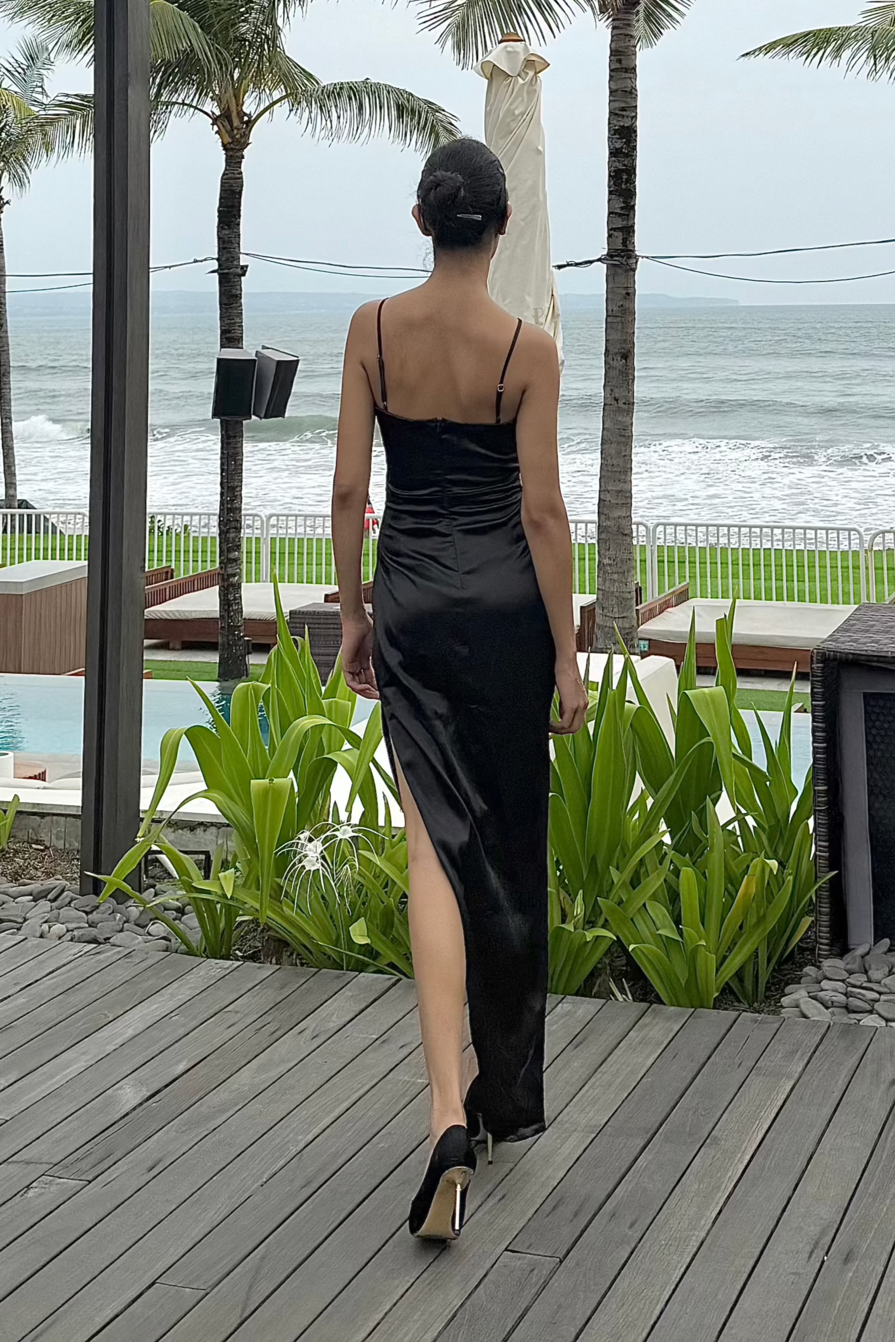 Black Cutout Dress with Slit
