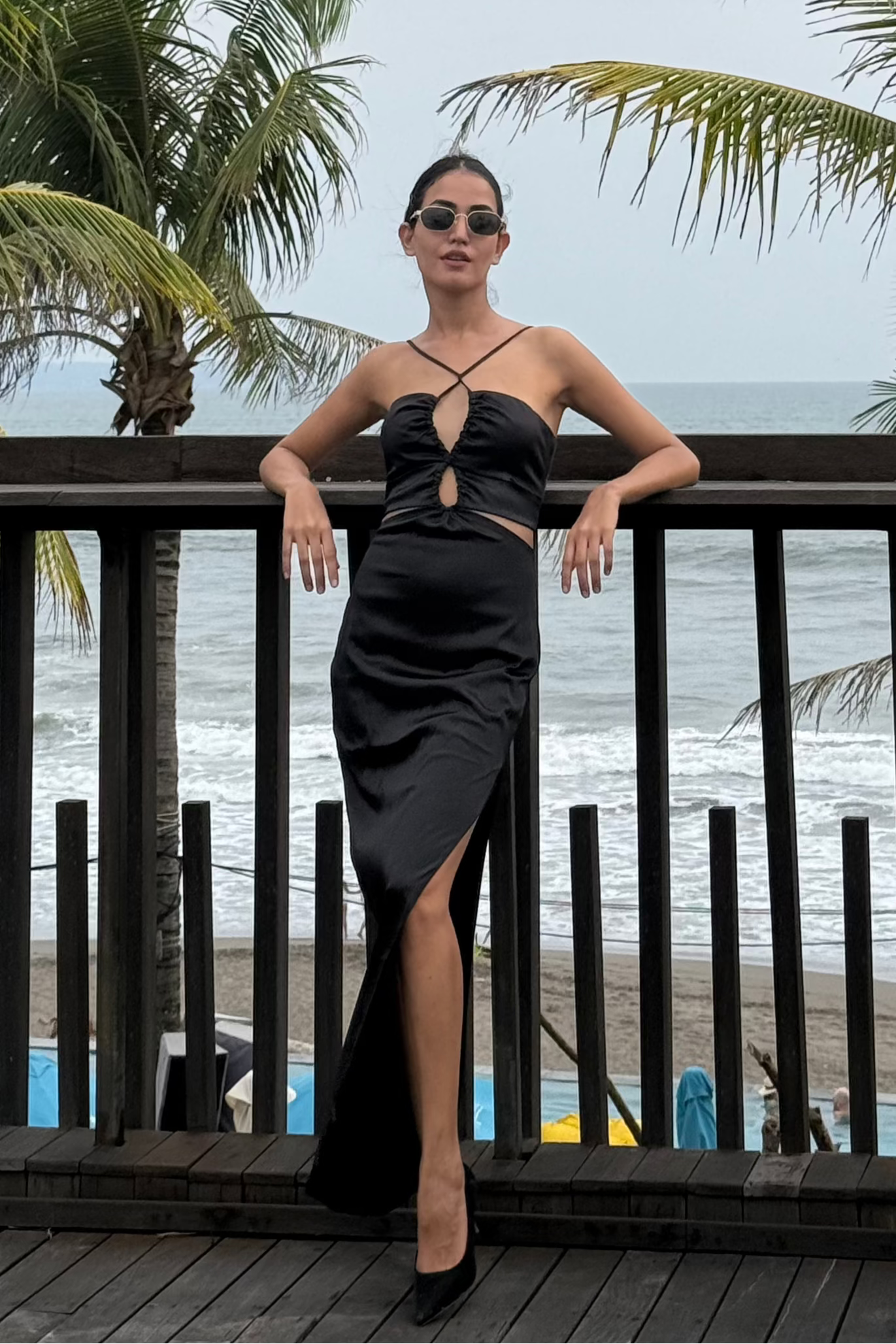 Black Cutout Dress with Slit