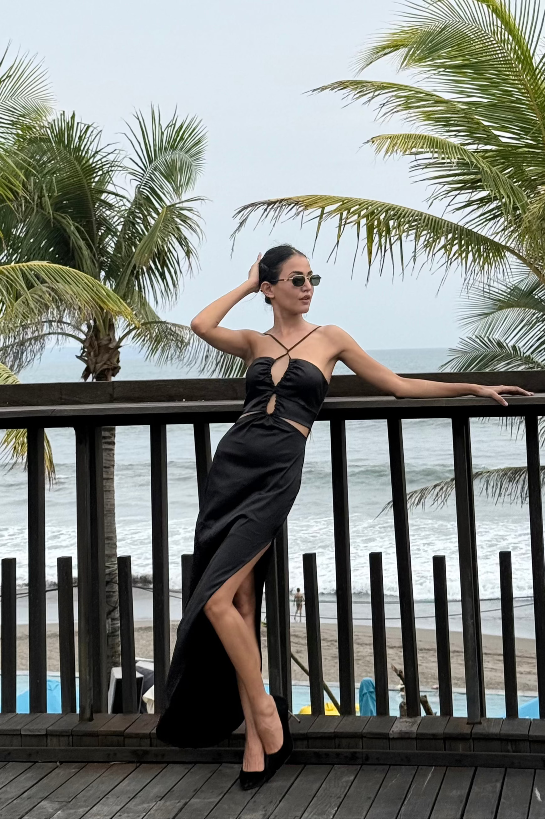 Black Cutout Dress with Slit