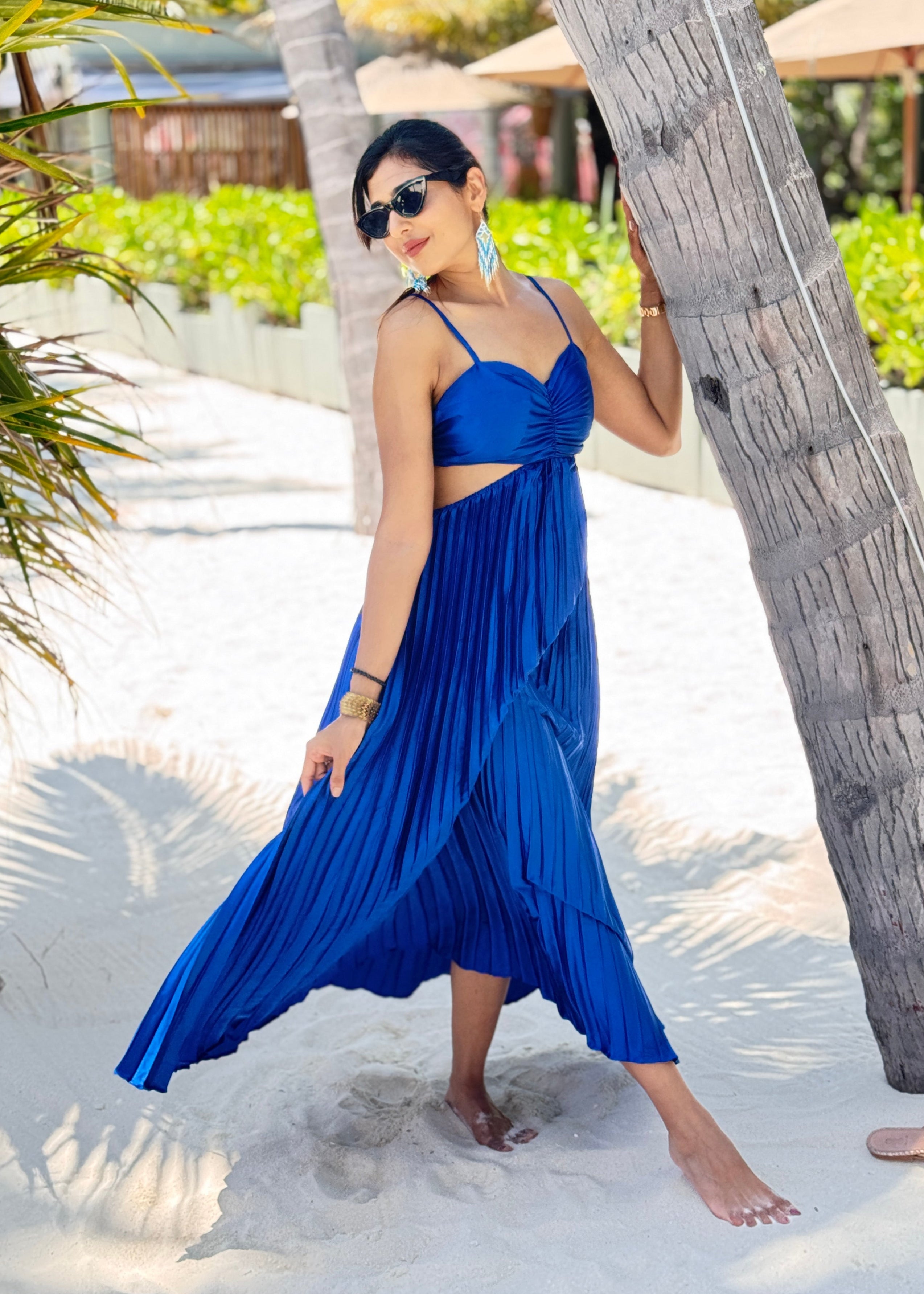 Blue Padded Maxi Dress