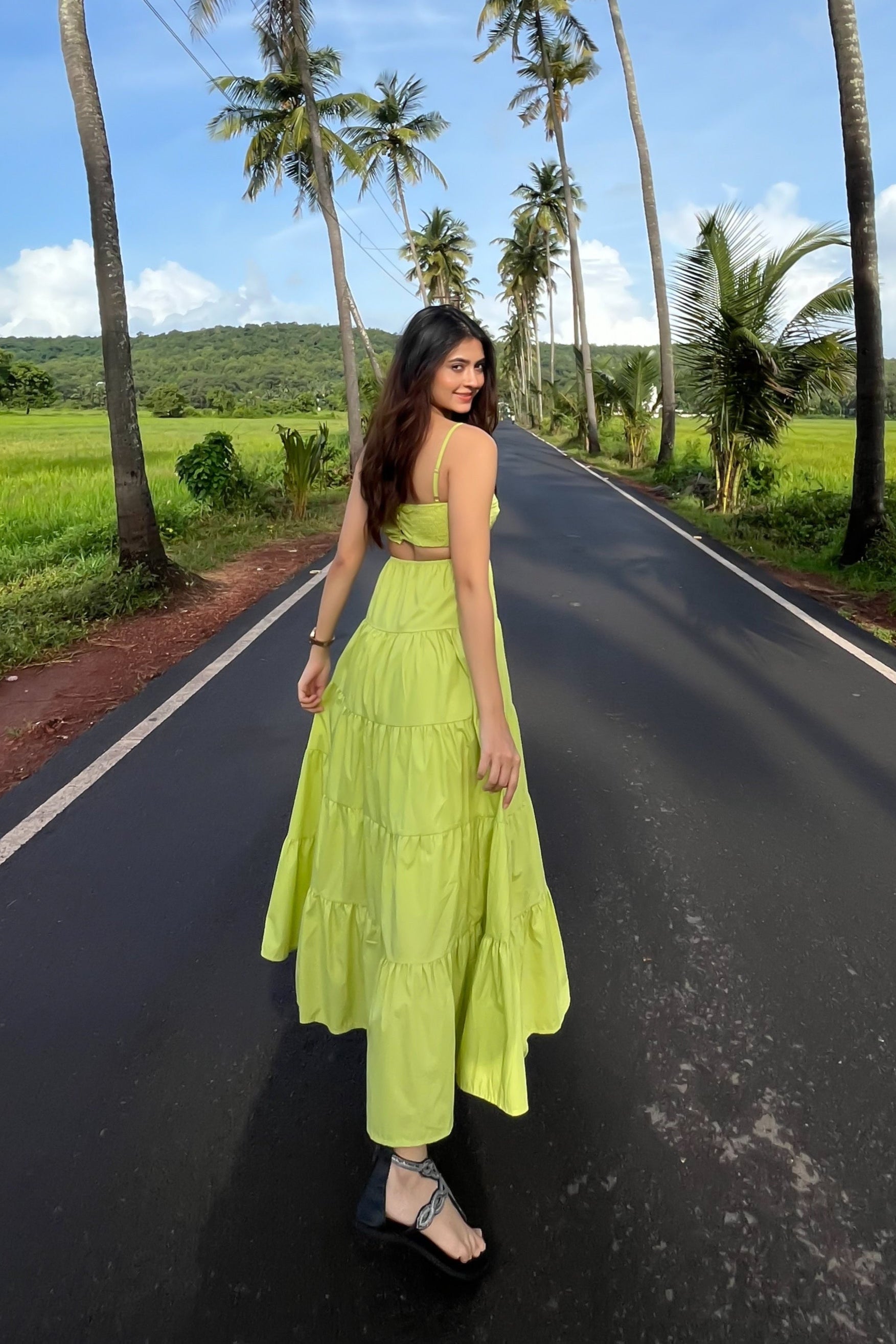 Lime Tiered Maxi Dress