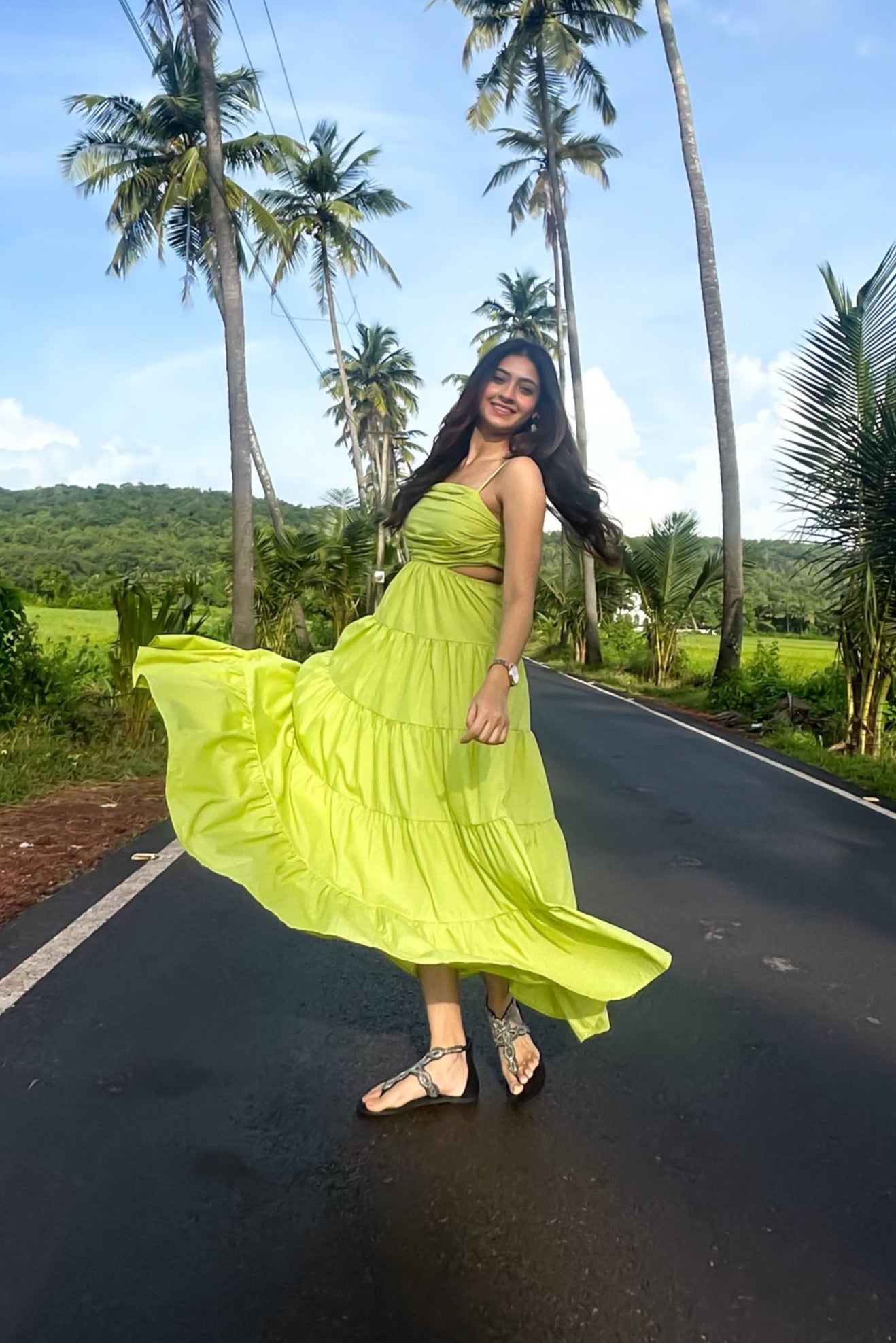 Lime Tiered Maxi Dress