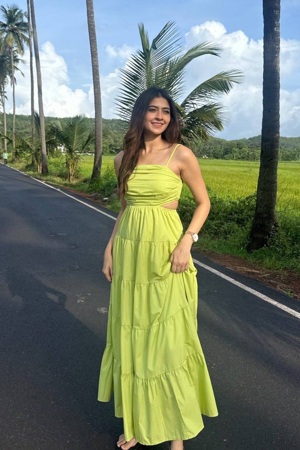 Lime Tiered Maxi Dress