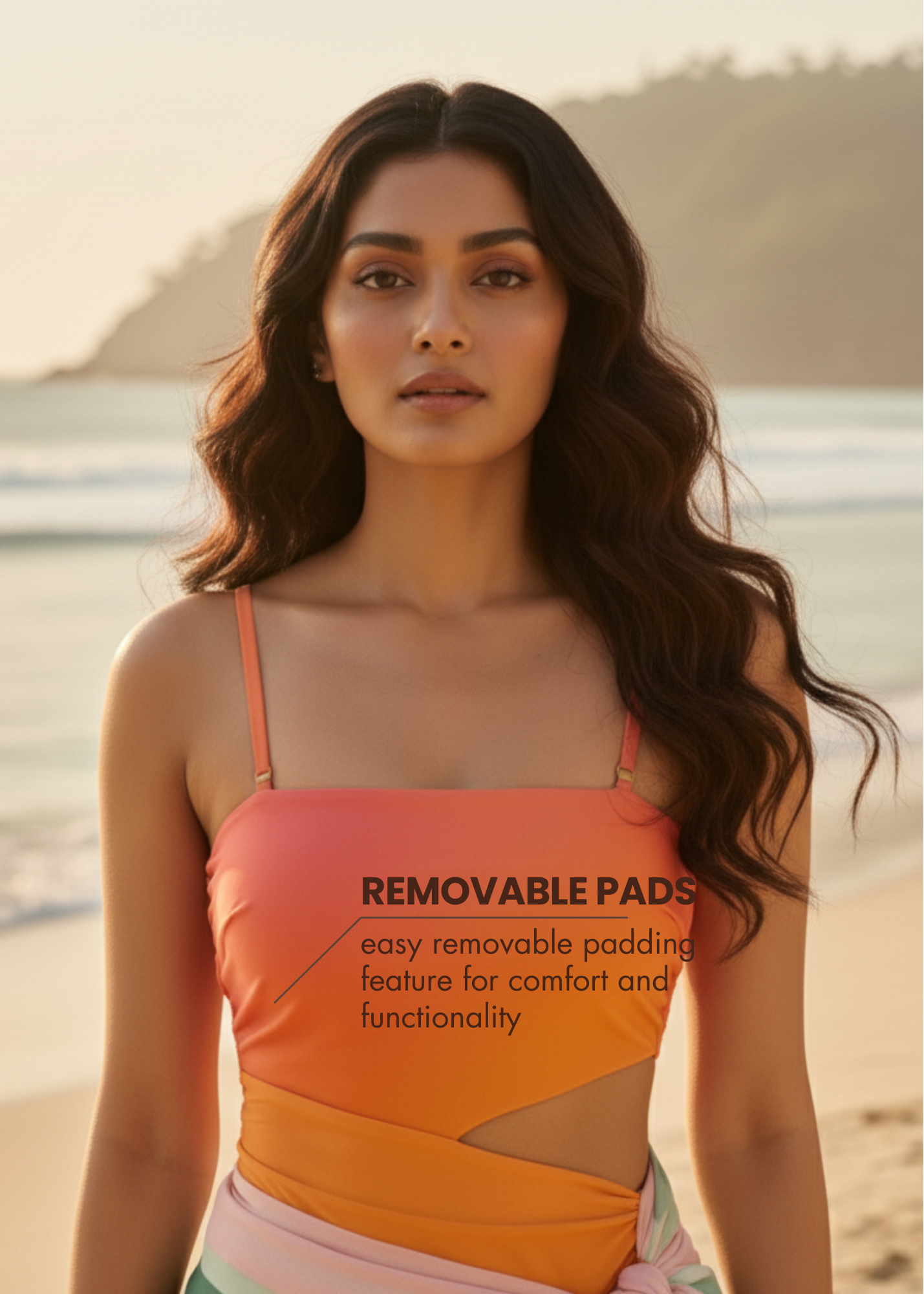 Orange Ombre Monokini with Floral Sarong