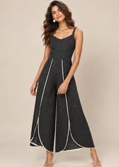 Black Polka Dot Strap Shoulder Jumpsuit