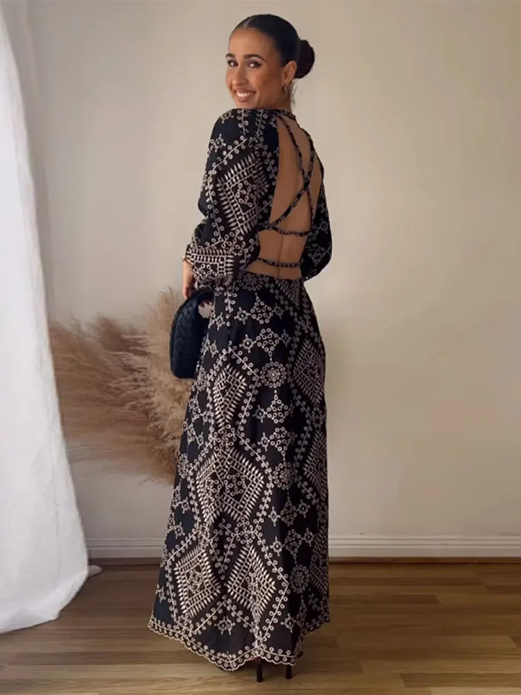 Black Boho Full-length Dress
