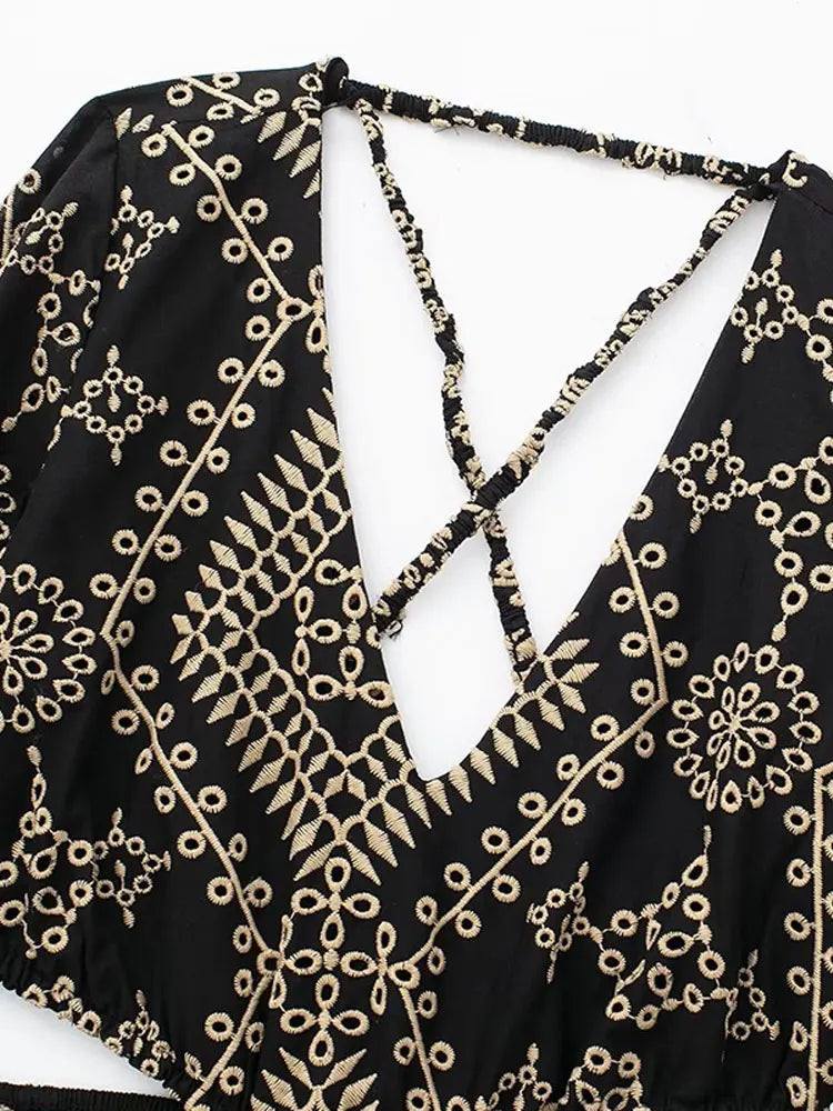 Black Boho Full-length Dress