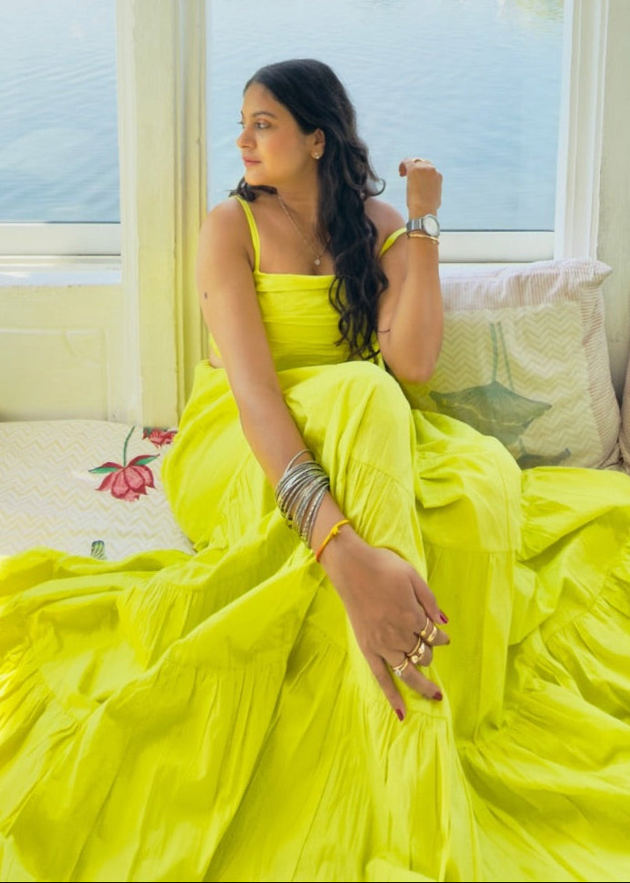 Lime Tiered Maxi Dress