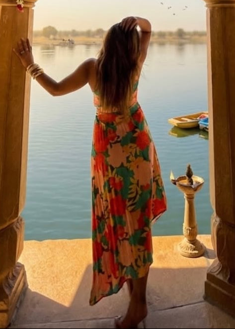Floral Printed Pleated Dress