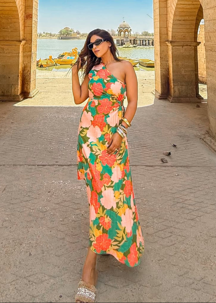 Floral Printed Pleated Dress