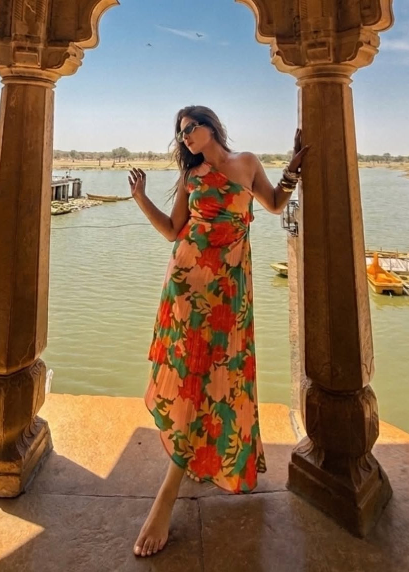 Floral Printed Pleated Dress
