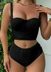 Black Bikini with Wavy Texture