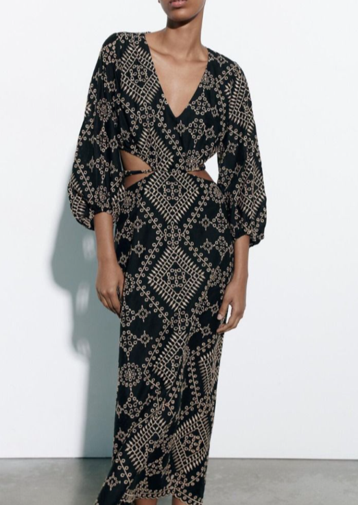 Black Boho Full-length Dress
