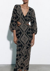 Black Boho Full-length Dress