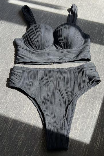 Black Bikini with Wavy Texture