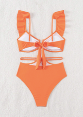 Orange Frill Bikini