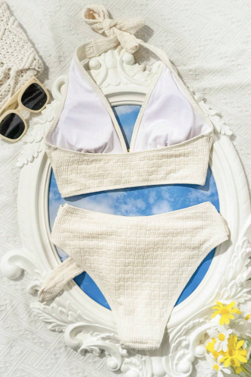 Off White Textured Bikini