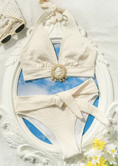 Off White Textured Bikini