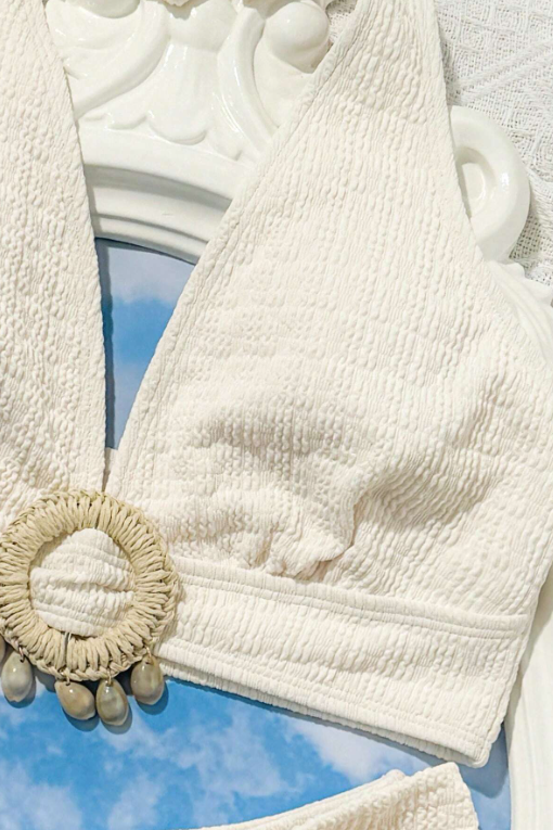 Off White Textured Bikini