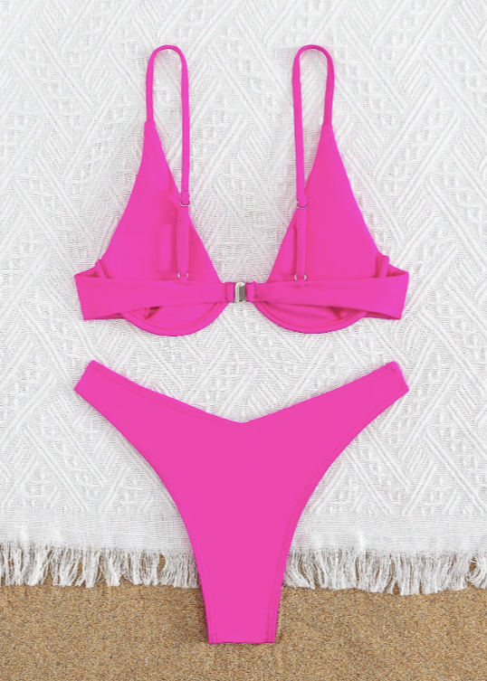 Neon Pink Solid Bikini