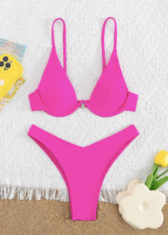 Neon Pink Solid Bikini