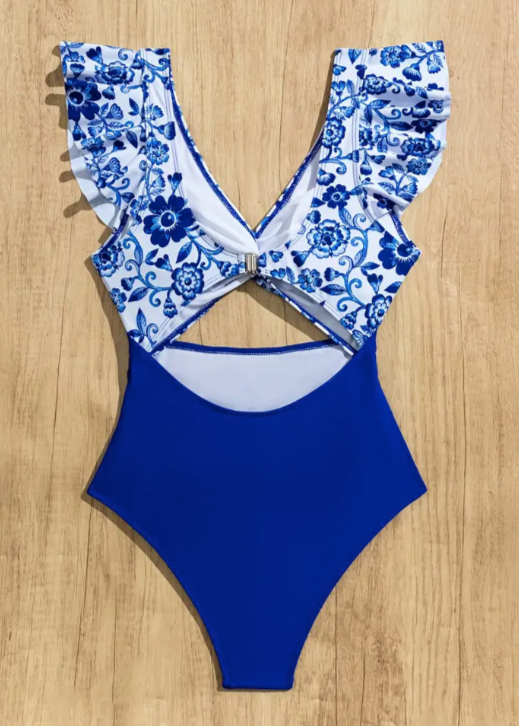 Printed Blue Padded Monokini