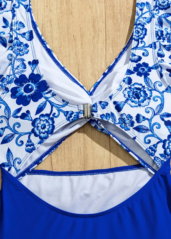 Printed Blue Padded Monokini