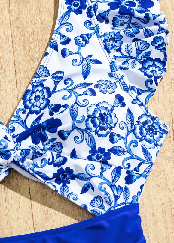 Printed Blue Padded Monokini