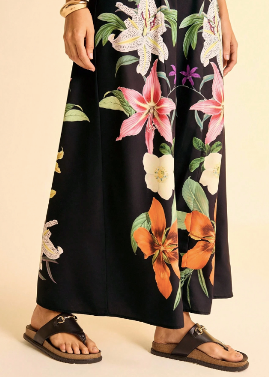 Black Floral Printed Maxi Dress
