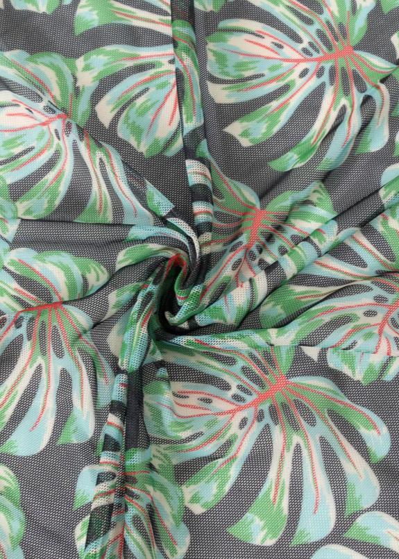 Black & Green Swimwear with Shrug