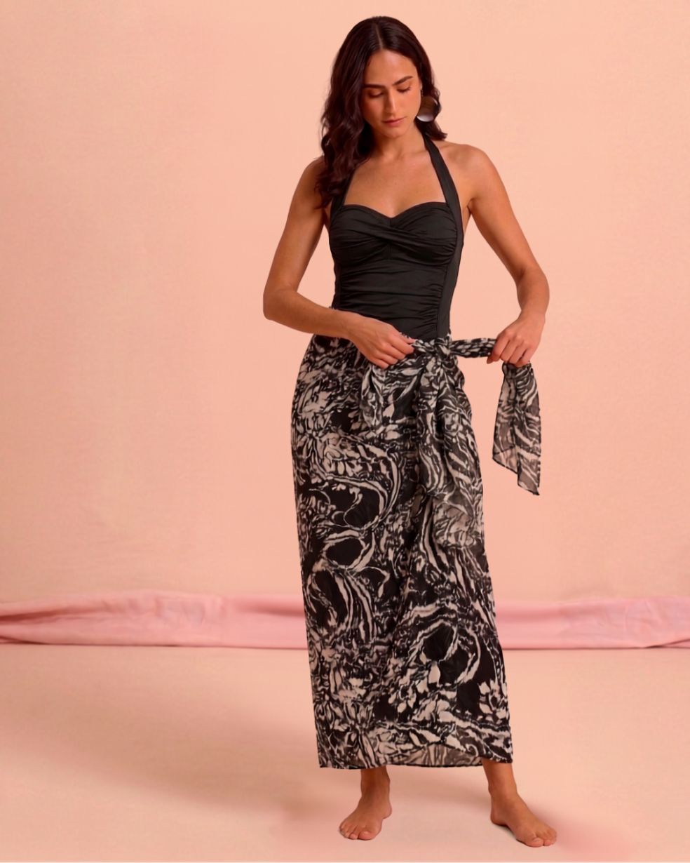 Black Printed Sarong
