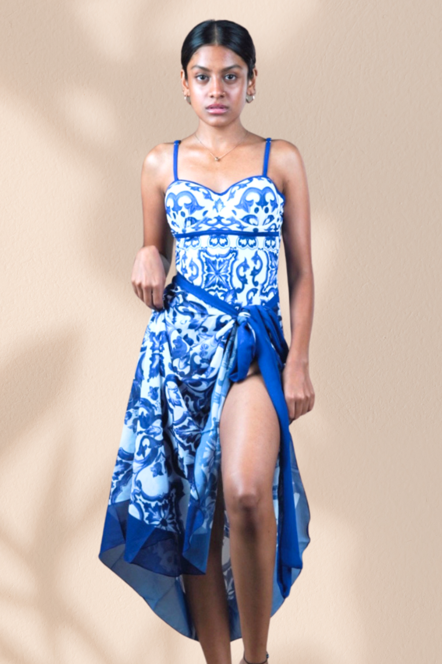 Blue Monokini with Sarong