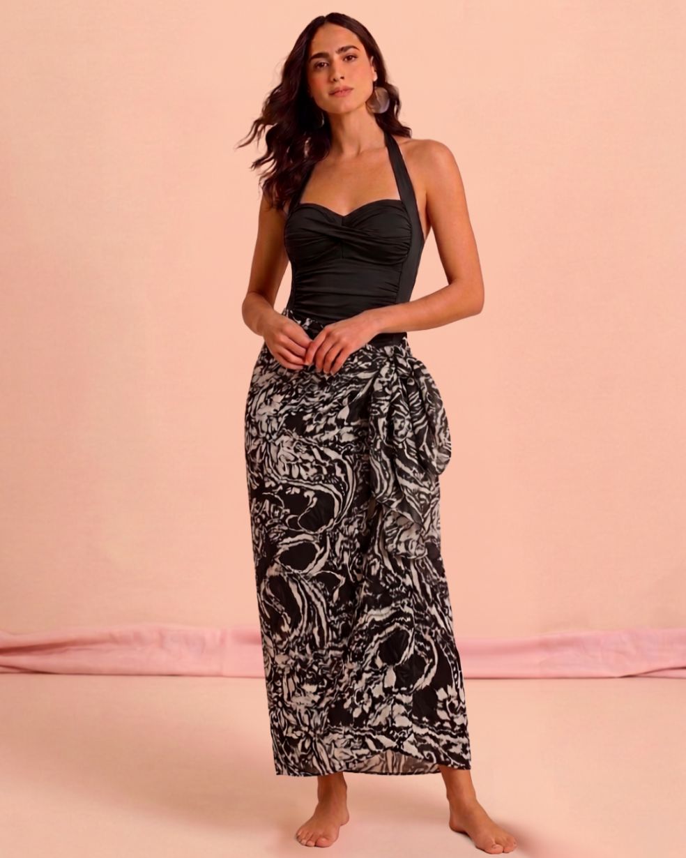 Black Printed Sarong
