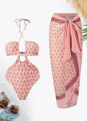 Pink Monokini with Sarong