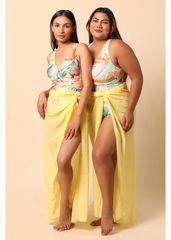 Monokini with yellow sarong