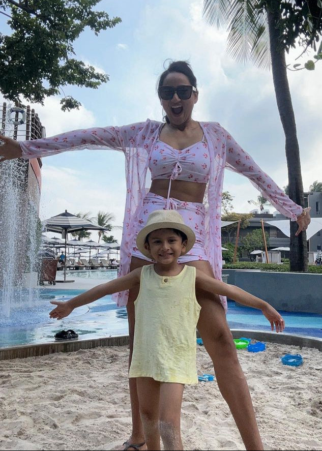 Pink Printed Swimwear with a Shrug