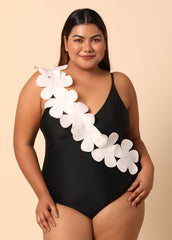 Black 3D Floral Monokini