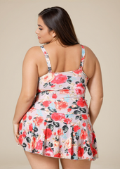 Pink Floral Printed Swim dress