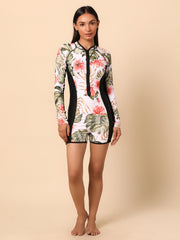 Black Printed Full Sleeve Swimsuit
