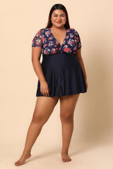 Blue Floral Swim Dress