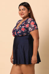 Blue Floral Swim Dress