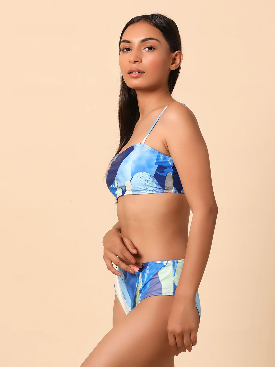 Blue Printed Bikini Bottom