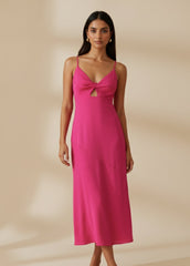 Pink Cut-Out Midi Dress