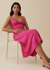 Pink Cut-Out Midi Dress
