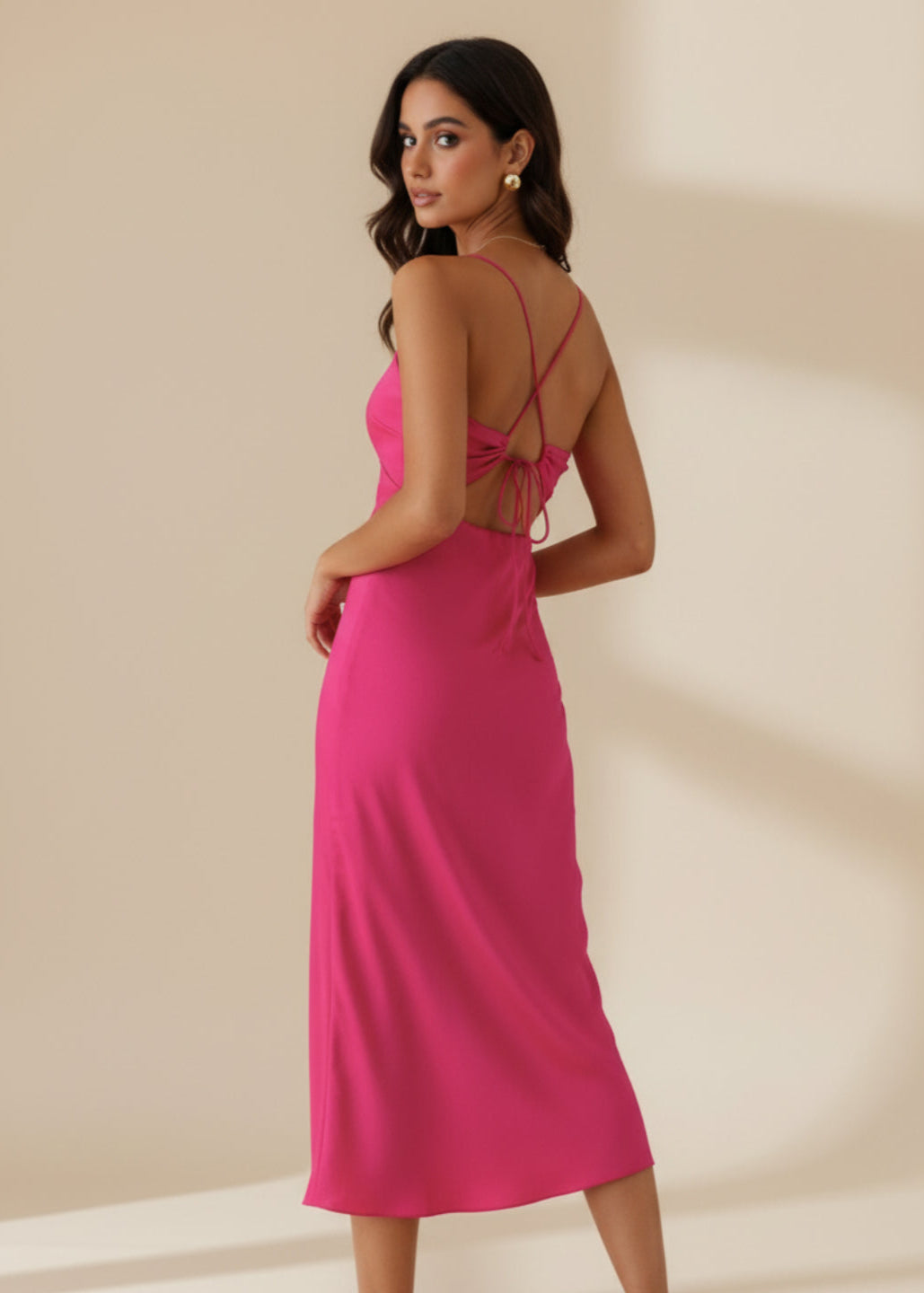 Pink Cut-Out Midi Dress