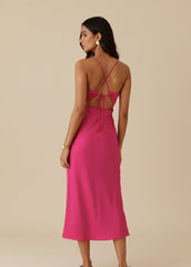 Pink Cut-Out Midi Dress